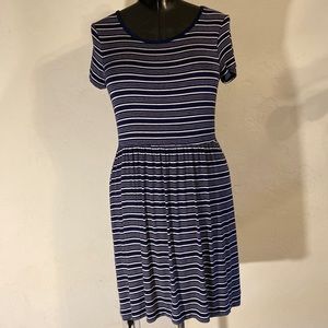 Vintage Roxy woman’s midi dress S blue/white short sleeve lightweight soft dress